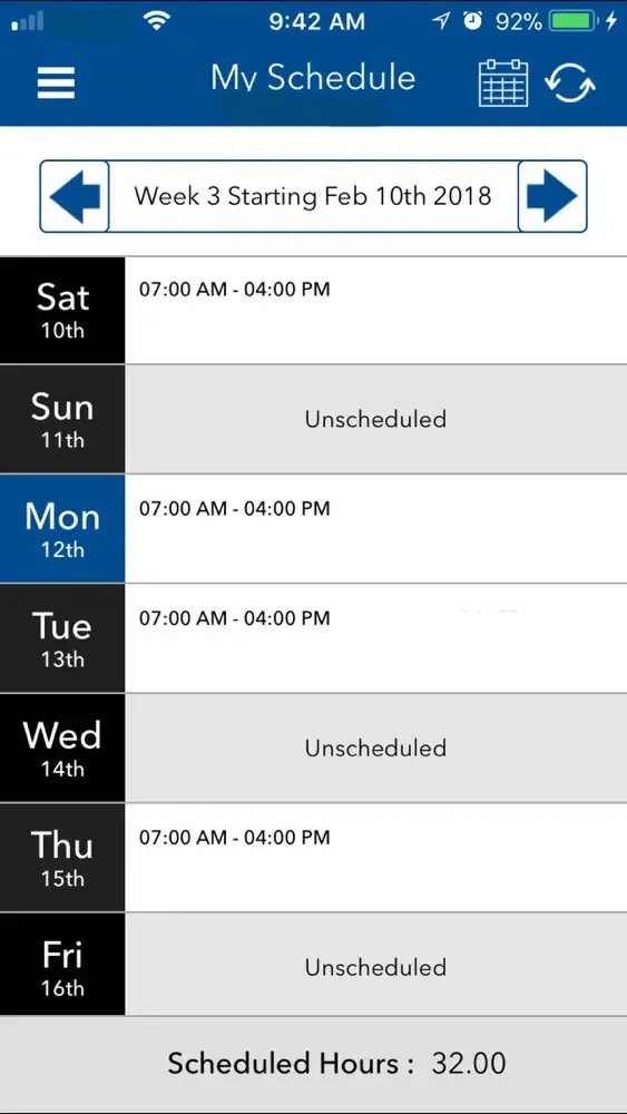 Tangkapan layar My Club Schedule