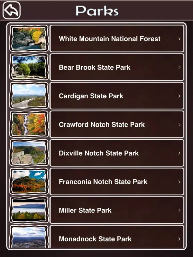 New Hampshire Parks State & National Parks iPad  스크린샷