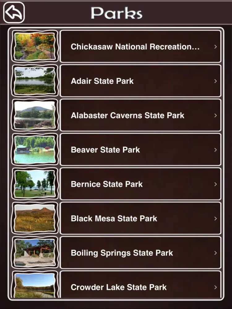 Oklahoma State & National Parks iPad  스크린샷