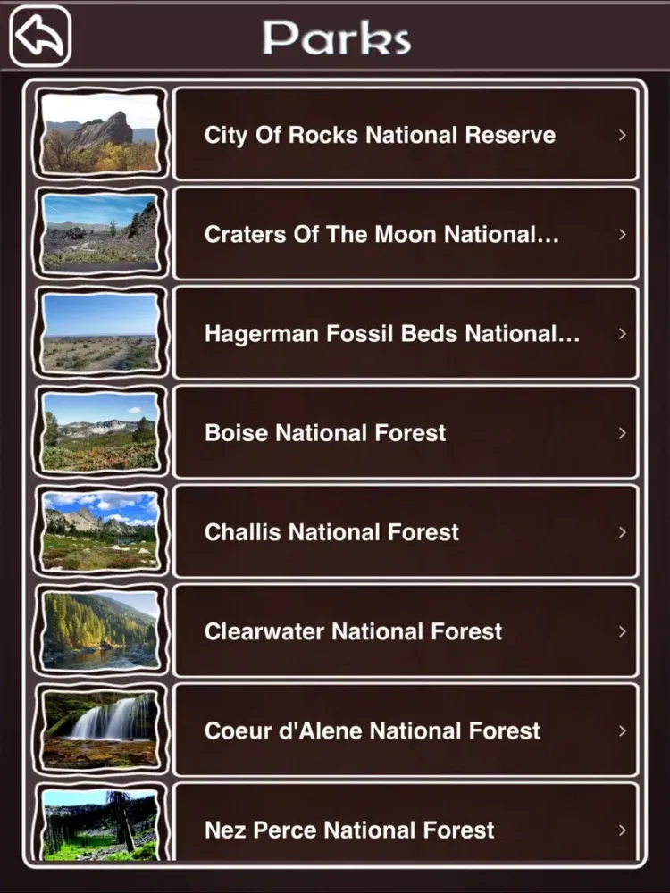Tangkapan skrin Idaho National & State Parks iPad 