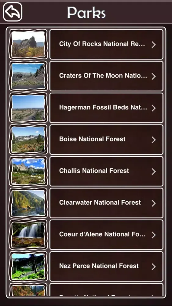 Tangkapan skrin Idaho National & State Parks