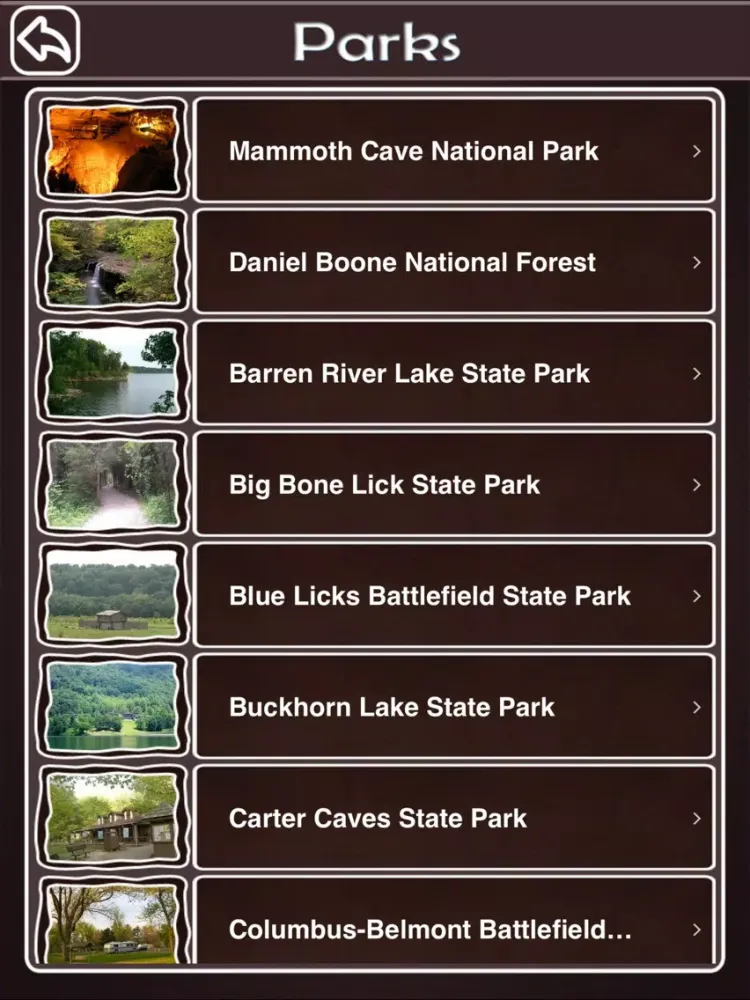 Ảnh chụp màn hình của Kentucky National & State Parks iPad 