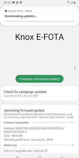 Screenshot di Knox E-FOTA