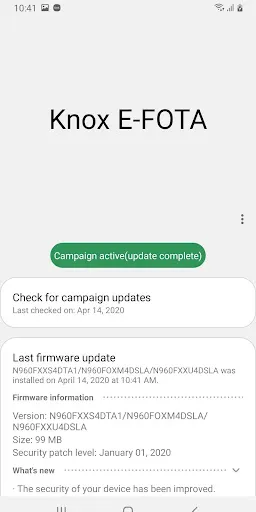 Screenshot di Knox E-FOTA
