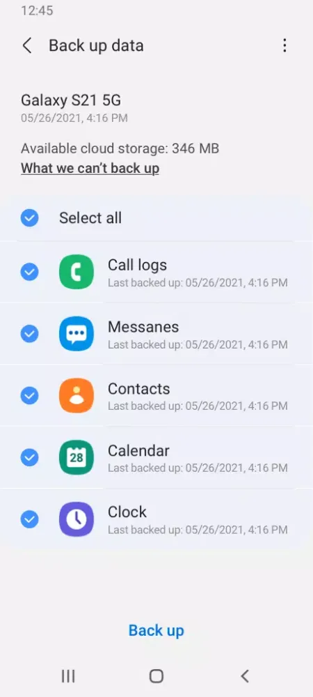 ภาพหน้าจอของ Samsung Cloud for Wear OS