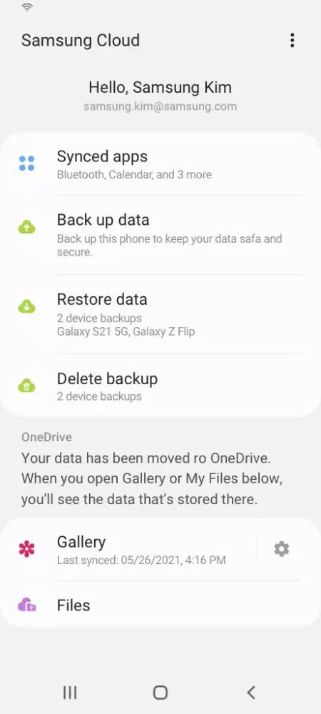 ภาพหน้าจอของ Samsung Cloud for Wear OS