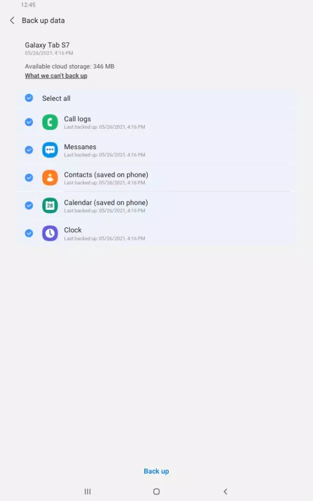 ภาพหน้าจอของ Samsung Cloud for Wear OS