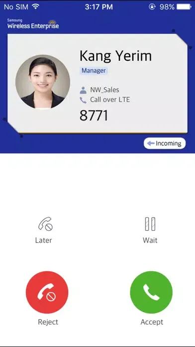 Tangkapan layar Samsung WE VoIP