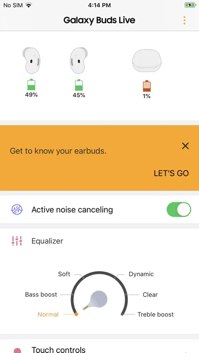 ภาพหน้าจอของ Samsung Galaxy Buds