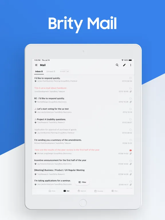 Tangkapan skrin Brity Mail iPad 