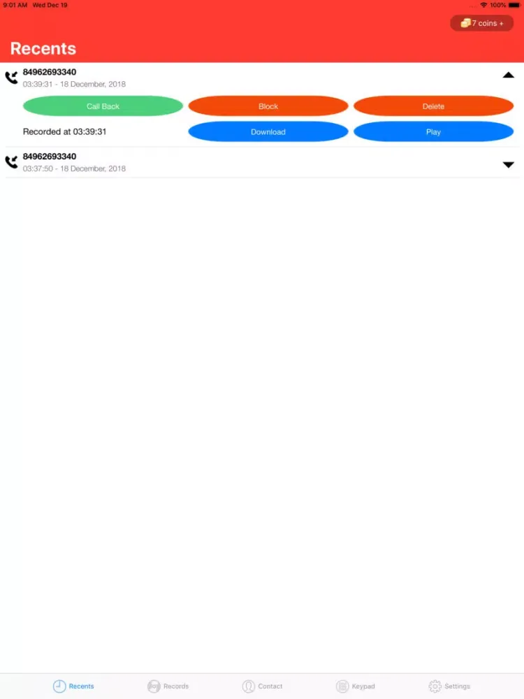 Скриншоты Call Recorder tape call record iPad 
