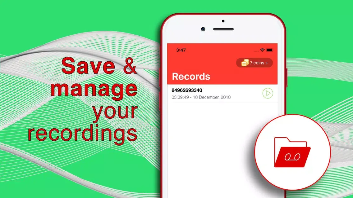 Скриншоты Call Recorder tape call record