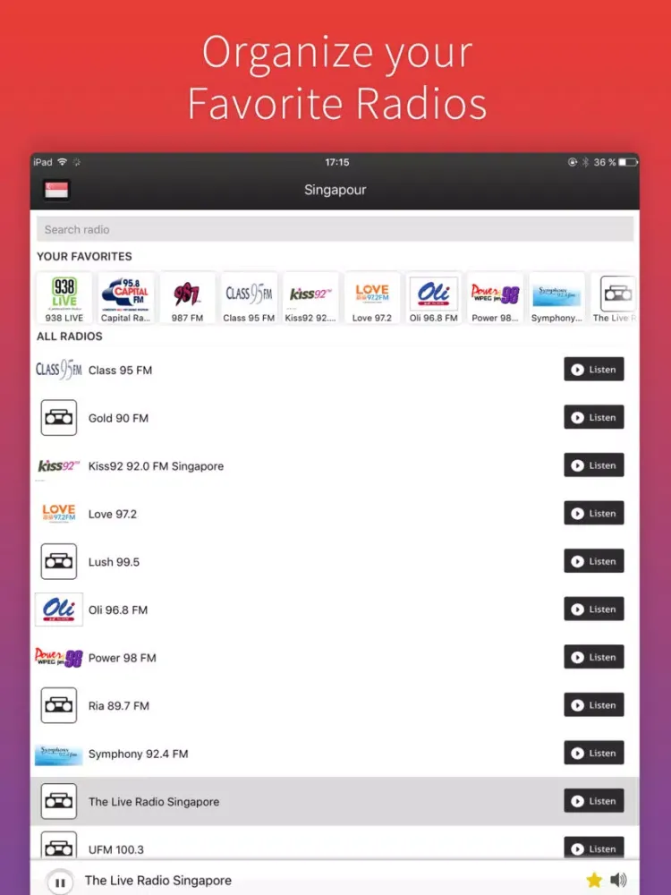 Captures d'écran de Radio Singapour - Radios Singapore iPad 