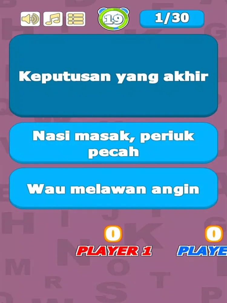 Screenshot di Latihan Peribahasa Melayu iPad 
