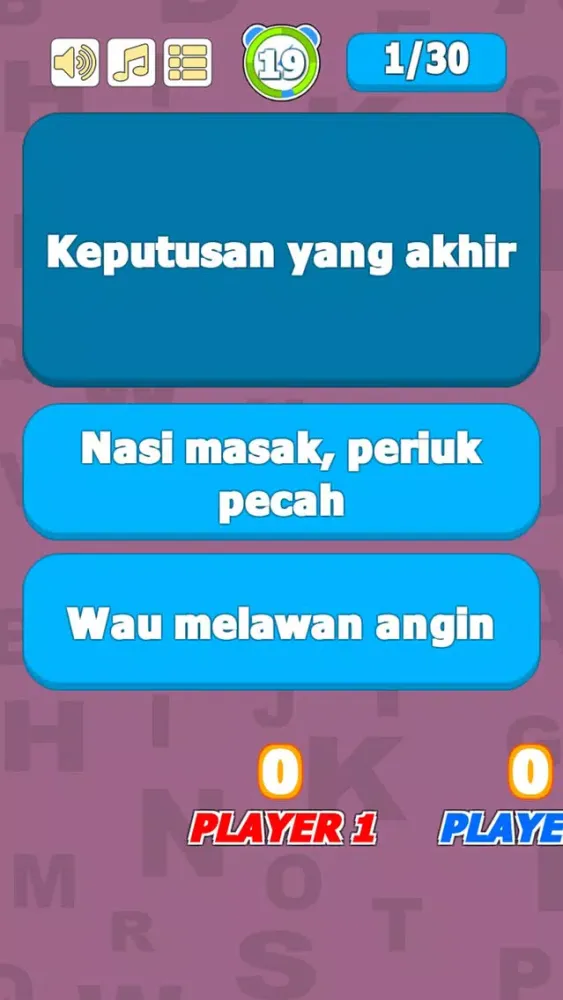 Screenshot di Latihan Peribahasa Melayu