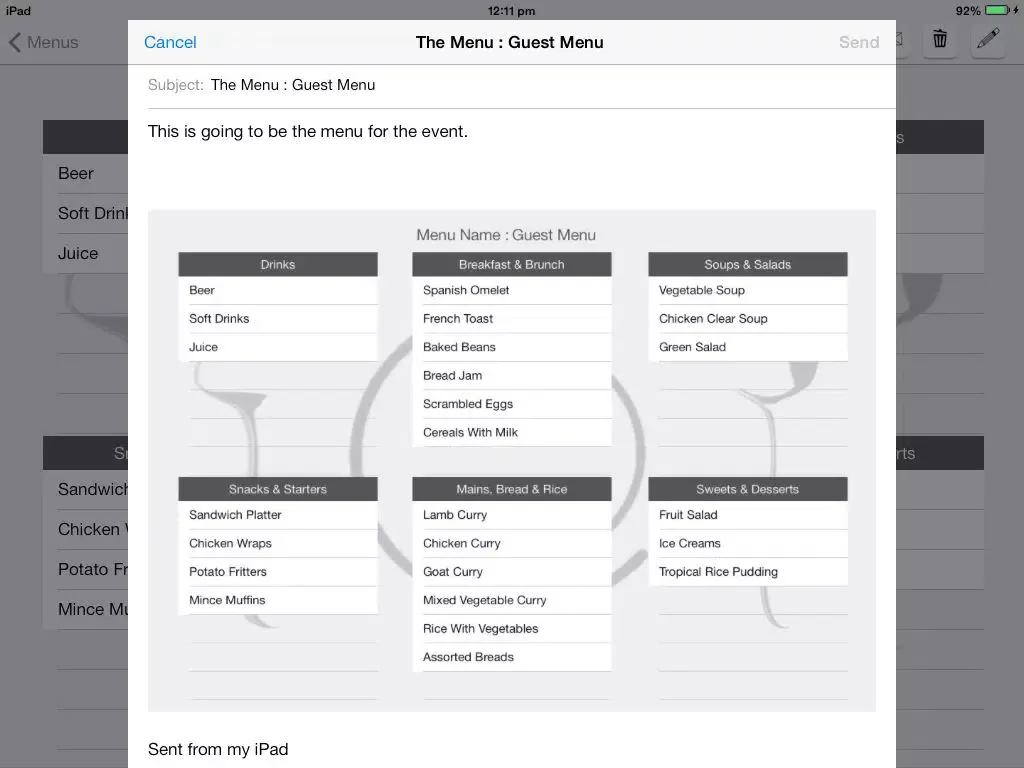 Whats On Menu iPad  Screenshots