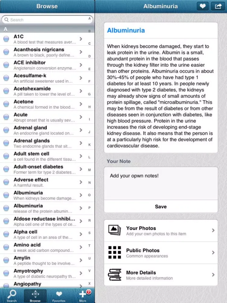 Diabetes Reference &Dictionary iPad  Screenshots
