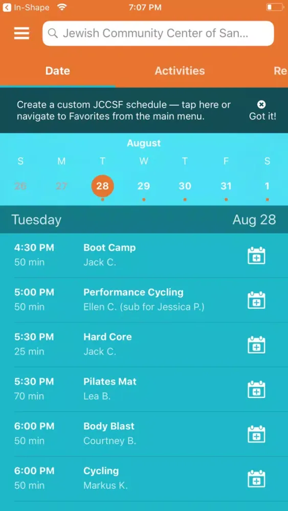 JCCSF Fitness Screenshots