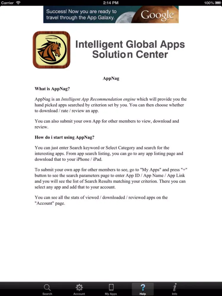 ภาพหน้าจอของ AppNag free utility app listing and external reviews iPad 