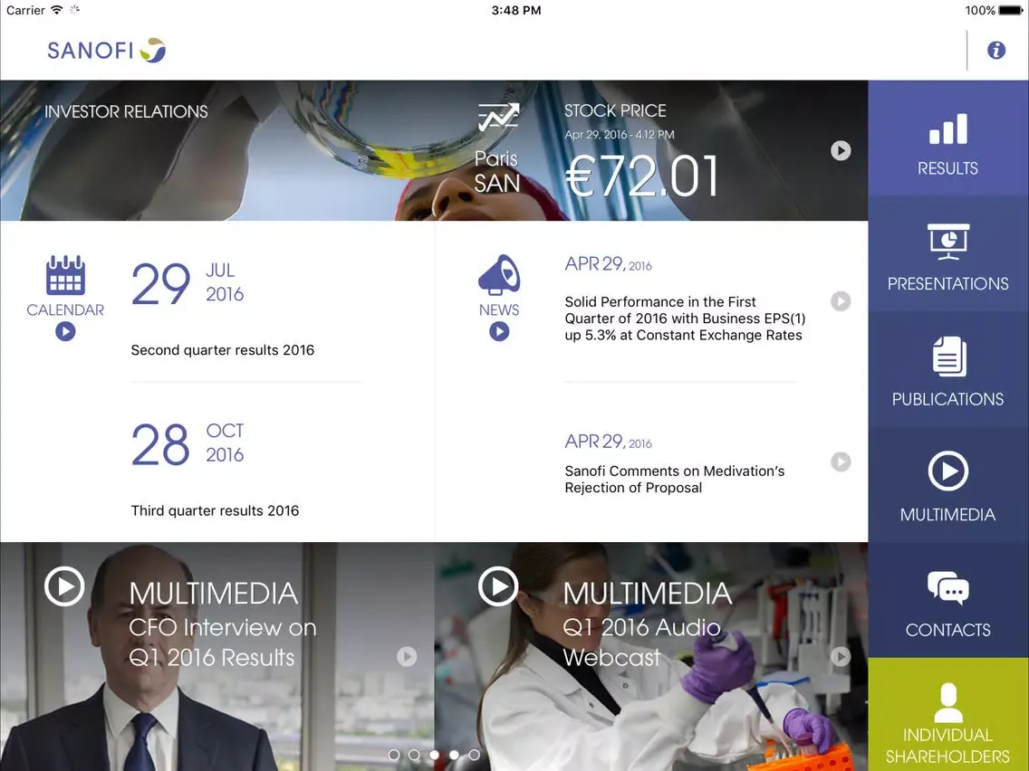 SANOFI IR iPad  سکرین شاٹس