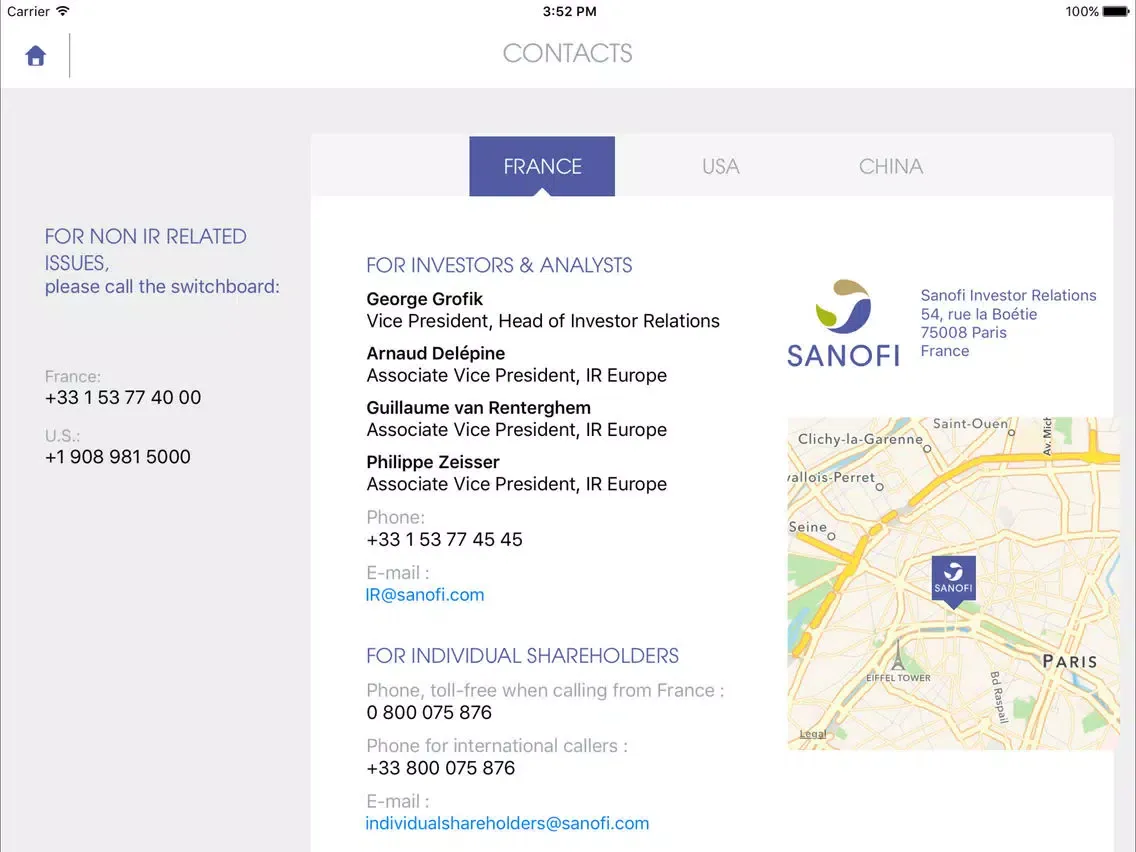 SANOFI IR iPad  سکرین شاٹس