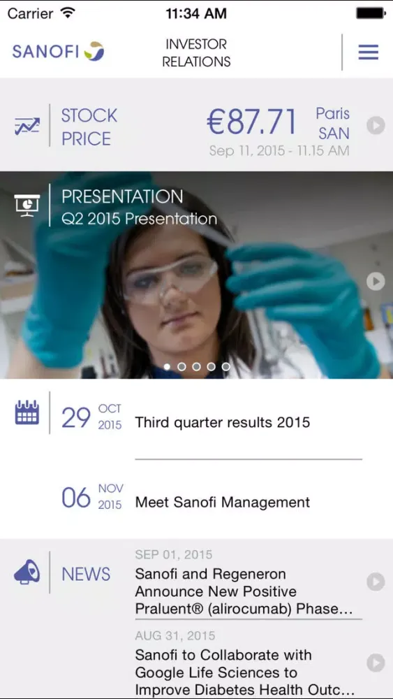 SANOFI IR سکرین شاٹس
