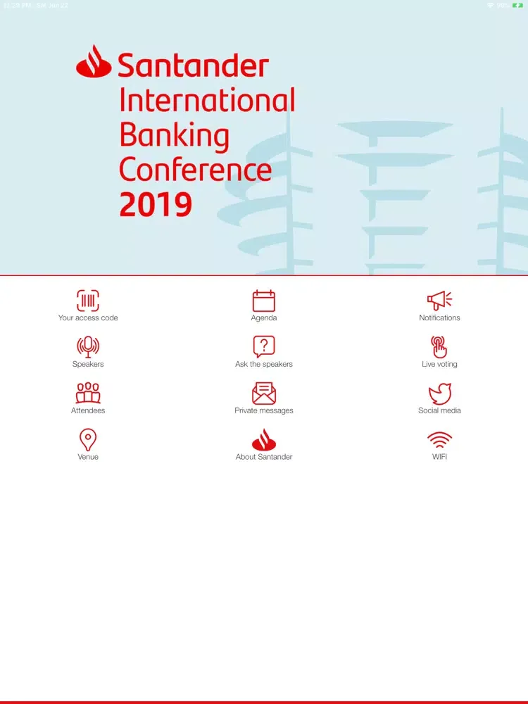 Tangkapan layar Santander IBC 2019 iPad 