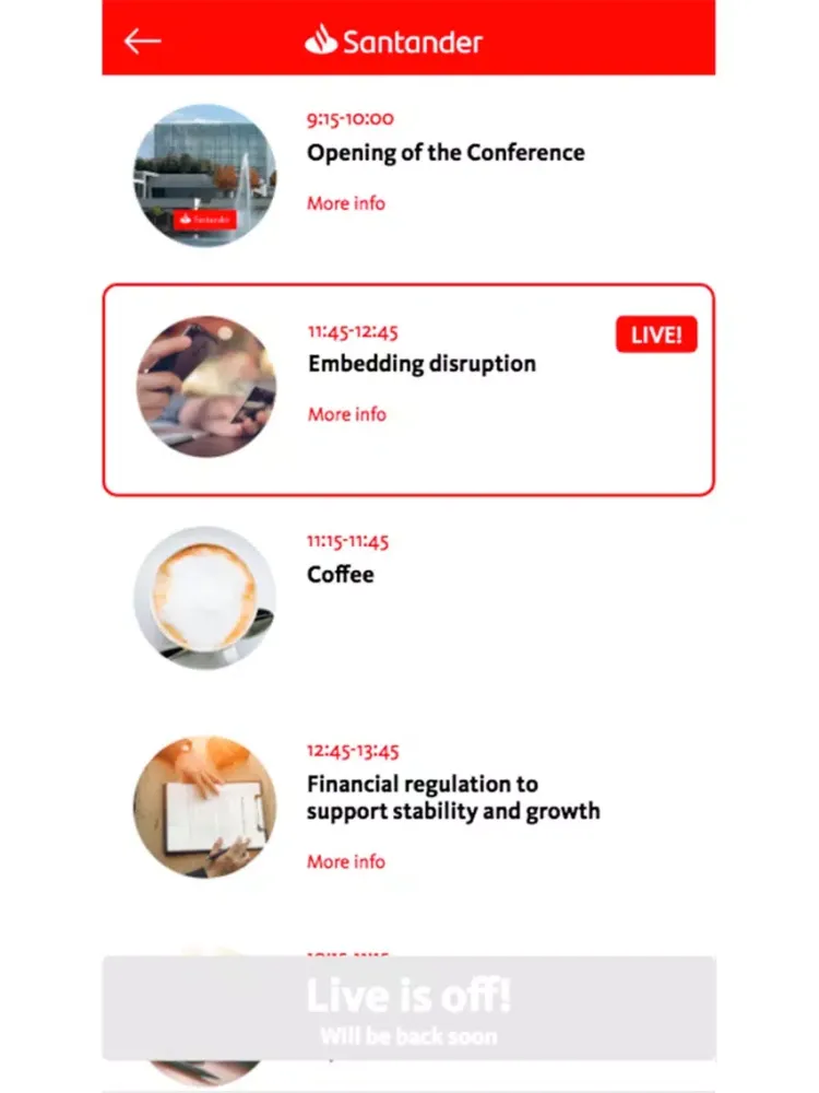 Santander IBC 2018 iPad  Screenshots