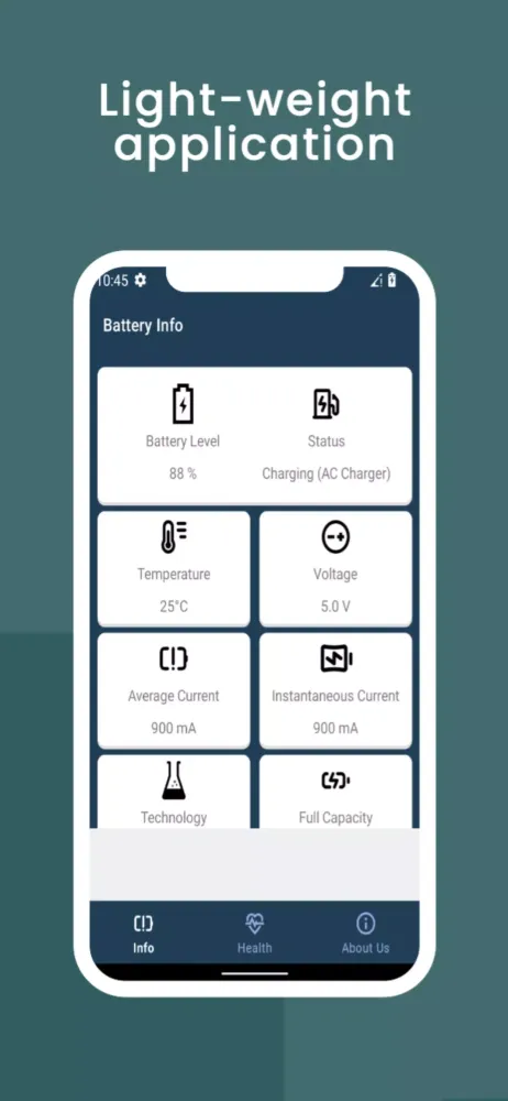 Ảnh chụp màn hình của Battery Health Info