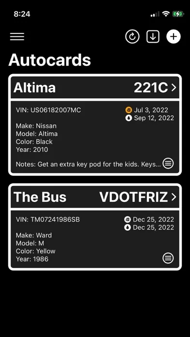 Autocards - Vehicle Log应用截图