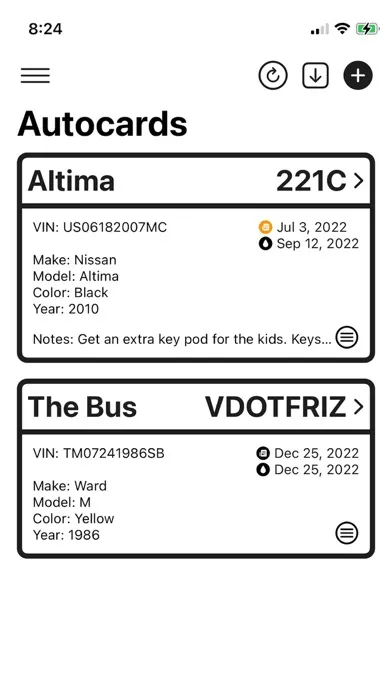 Autocards - Vehicle Log应用截图