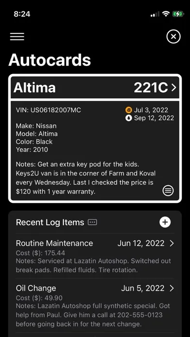 Autocards - Vehicle Log应用截图