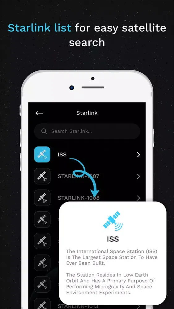 Zrzuty ekranu Starlink Tracker