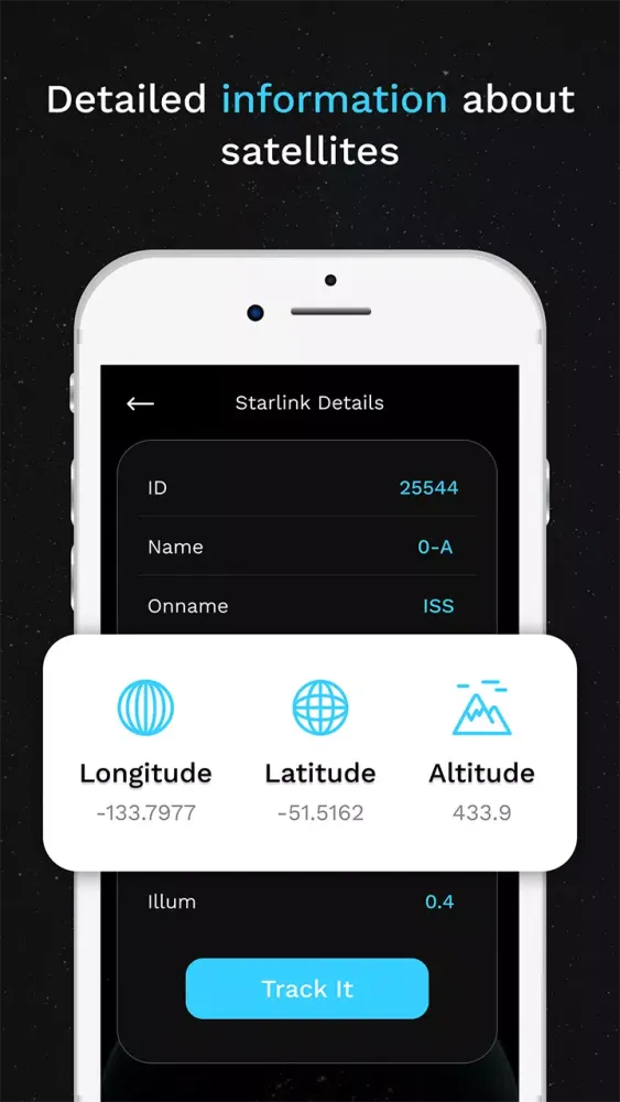 Zrzuty ekranu Starlink Tracker