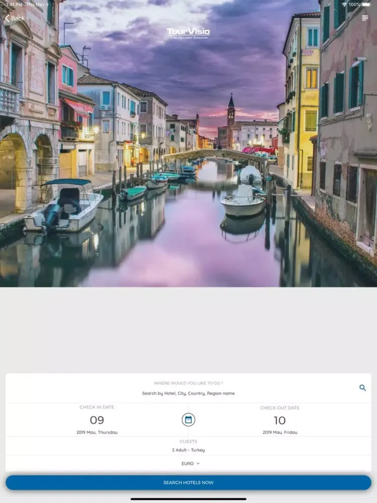 ภาพหน้าจอของ TourVisio B2B iPad 