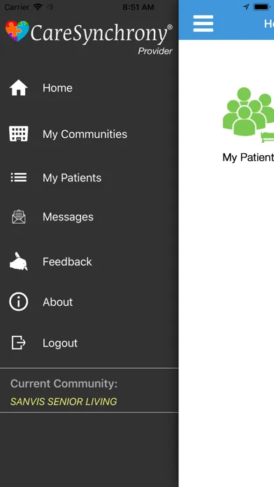 Tangkapan skrin CareSynchrony® Provider