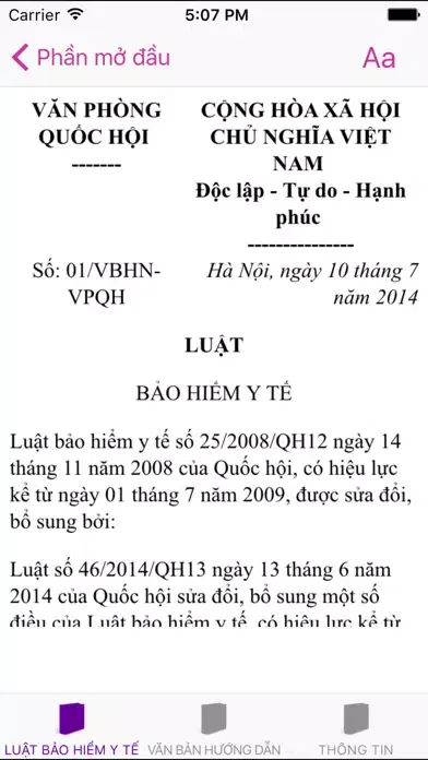 Luật Bảo Hiểm Y Tế 2008 스크린샷