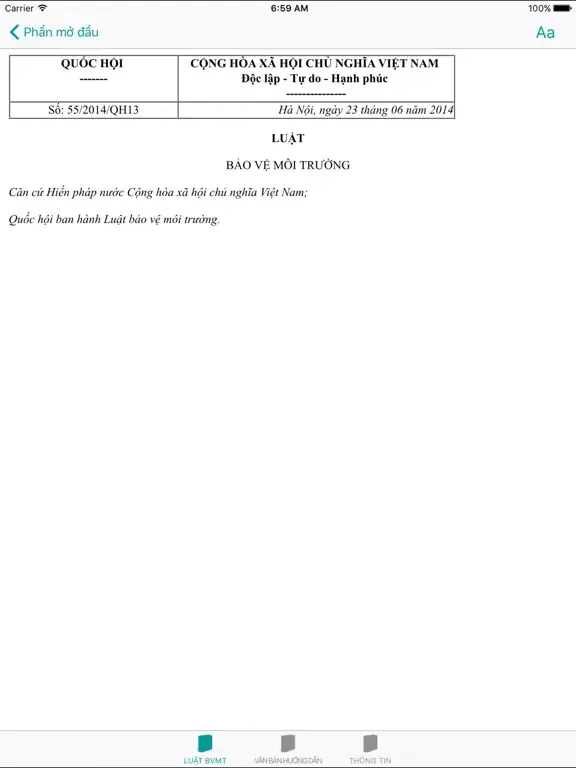 Luật Bảo Vệ Môi Trường 2014 iPad  سکرین شاٹس