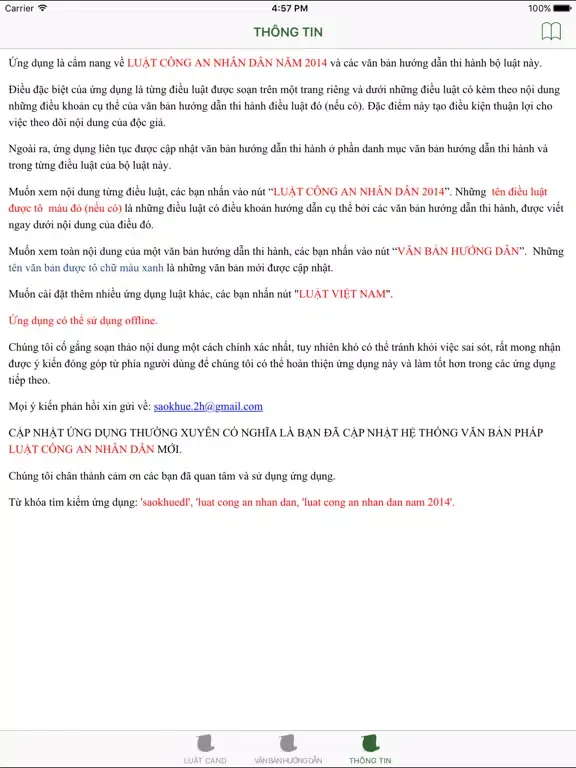 Capturas de pantalla de Luật Công An Nhân Dân 2014 iPad 