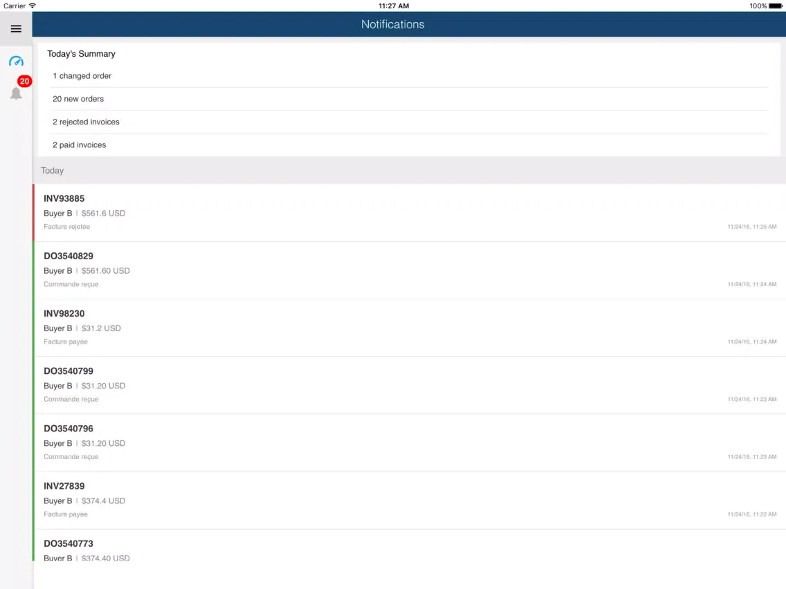 Tangkapan layar SAP Ariba Supplier iPad 