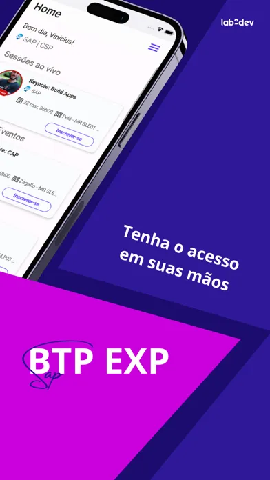 Capturas de tela do SAP BTP Experience