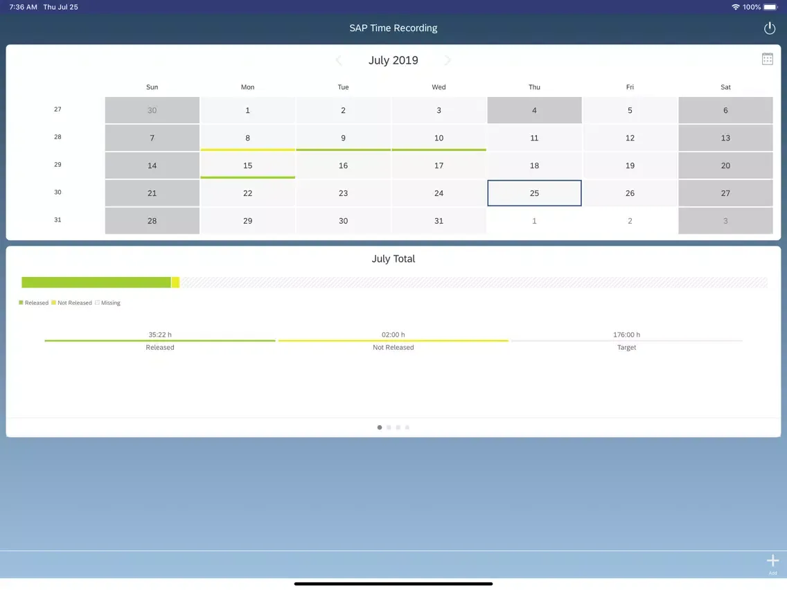 SAP ByD Time Recording iPad 应用截图