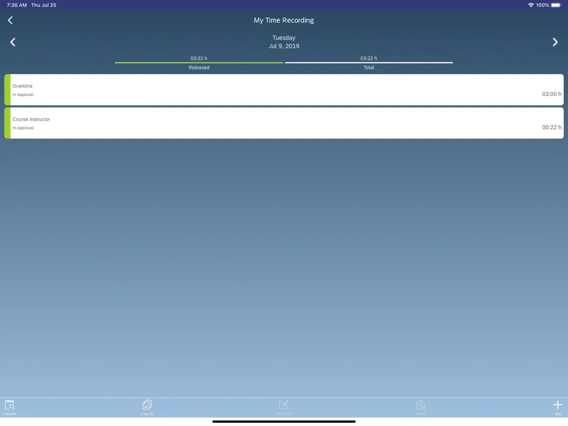 SAP ByD Time Recording iPad 应用截图