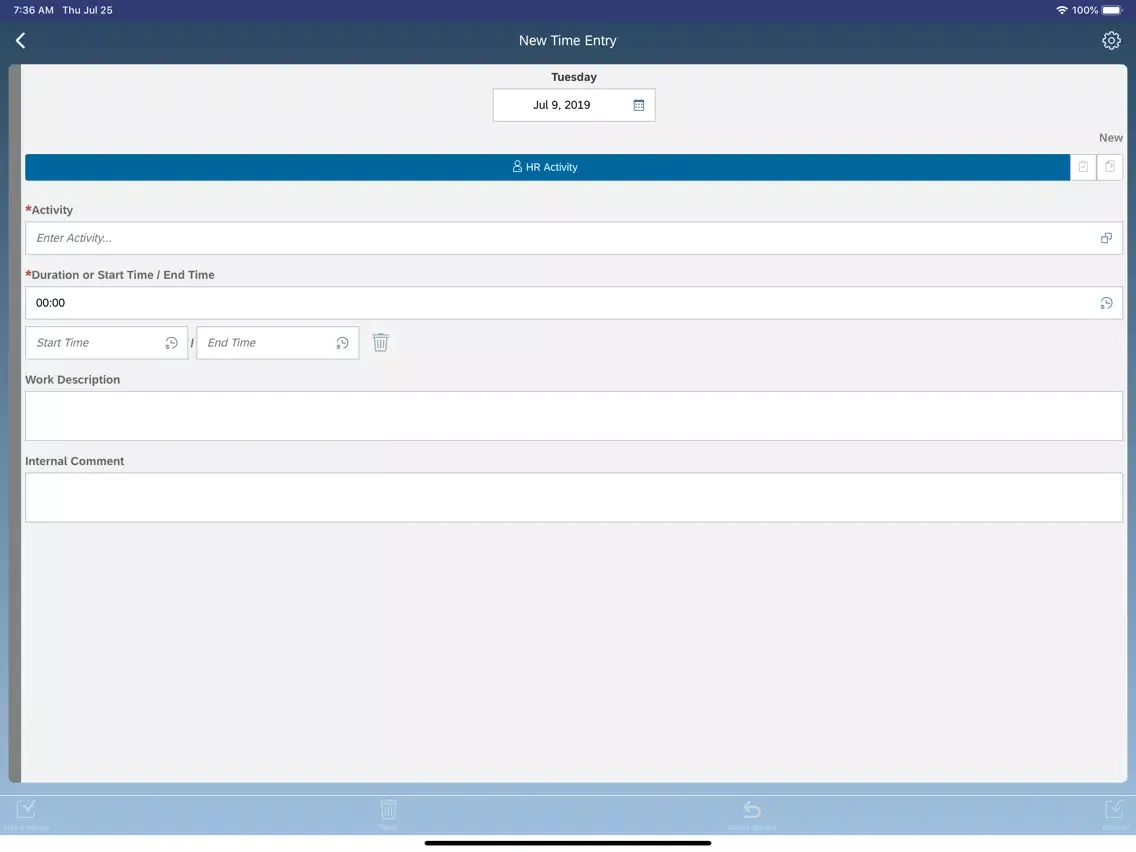 SAP ByD Time Recording iPad 应用截图