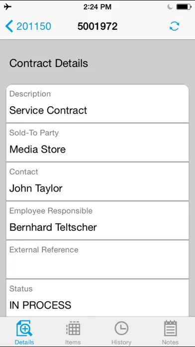 ภาพหน้าจอของ SAP CRM Service Manager