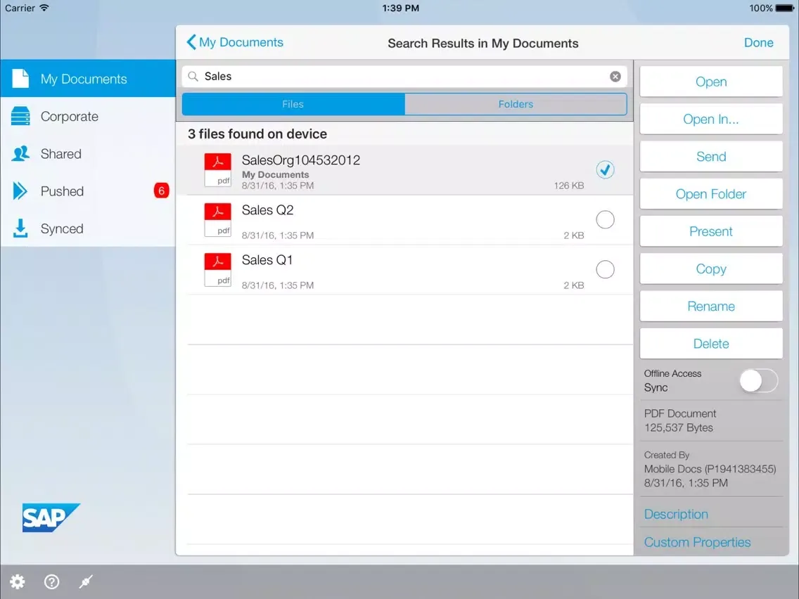 SAP Document Center iPad 应用截图
