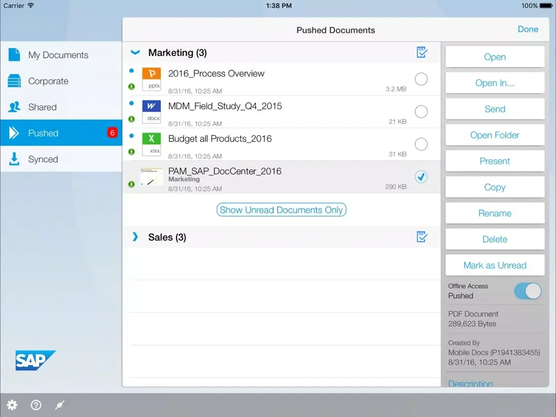 SAP Document Center iPad 应用截图