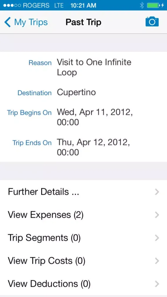 SAP Travel Expense Report स्क्रीनशॉट