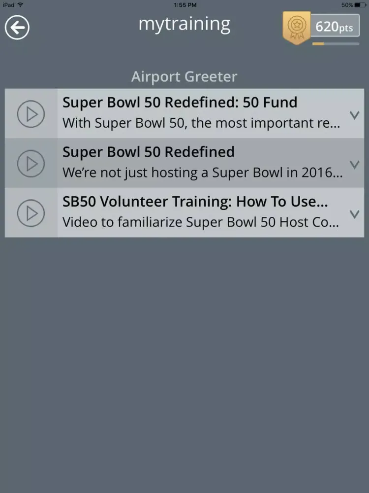 Tangkapan skrin SB50 Host Committee Volunteers iPad 