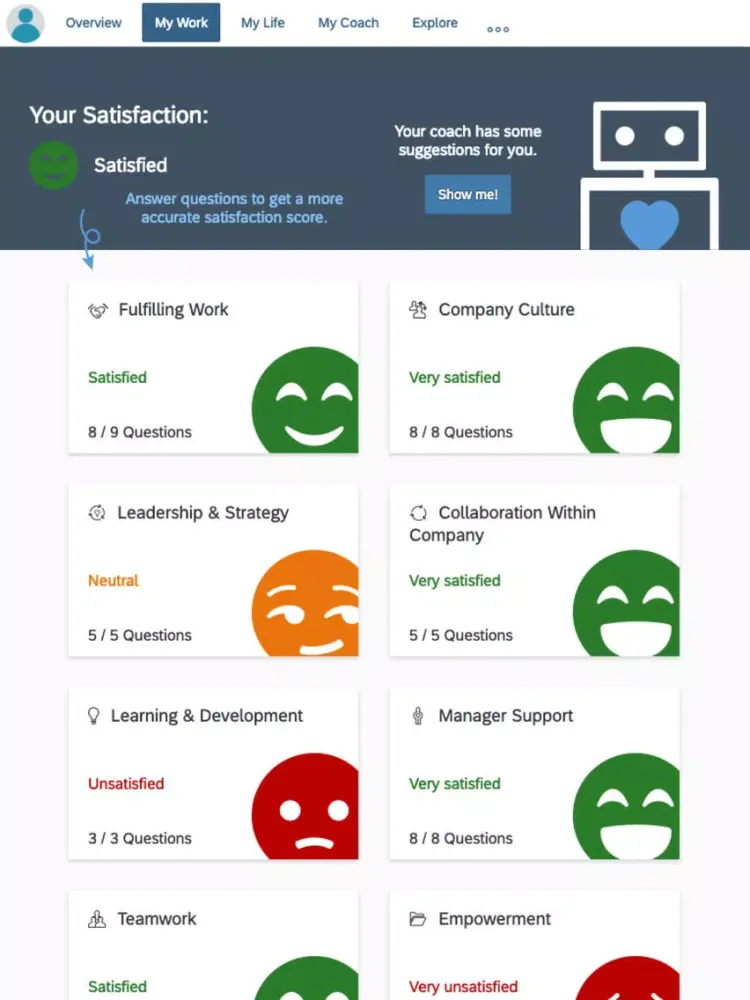 Ảnh chụp màn hình của SAP SuccessFactors Work-Life iPad 